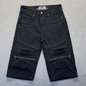 GS-115 Mens Black‎ Rally Twill Distressed Size 16 Denim Shorts,Y2K